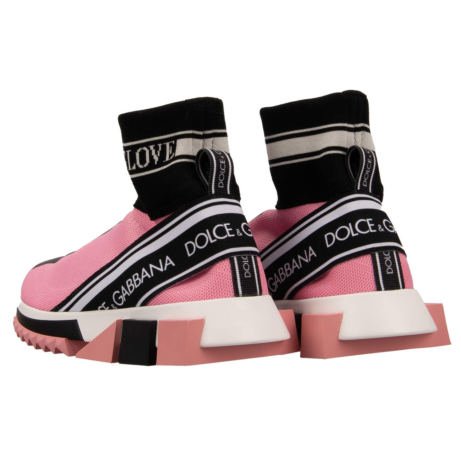 Pre-owned Dolce & Gabbana Dg Queen High Top Sneaker Shoes Sorrento Logo Pink Black 12670