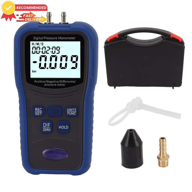Digital Manometer LCD, High Accuracy Gas Pressure Tester, Portable Tool