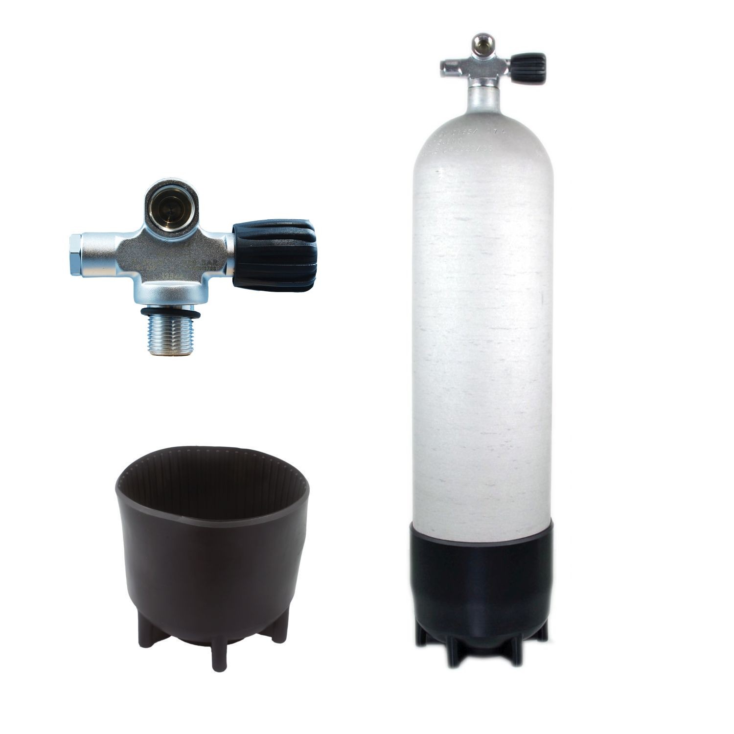 12L konvex 200bar leichte Stahlflasche Faber hot dipped Polaris Brückenventil re