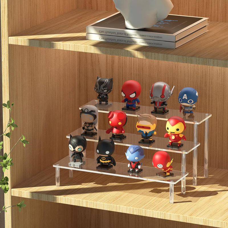 Acrylic Display Risers, 3 Tier Clear Perfume Organizer Stand, Large Shelf Riser