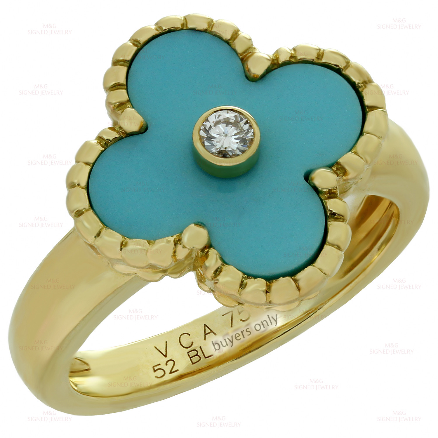 Van Cleef & Arpels VINTAGE ALHAMBRA 18K 指輪【ランク:A】 VAN CLEEF & ARPELS Vintage Alhambra Diamond Turquise 18k