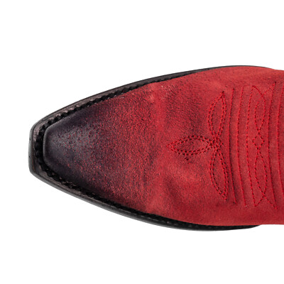 Pre-owned Ferrini Womens Roughrider V-toe Red Leather Cowboy Boots