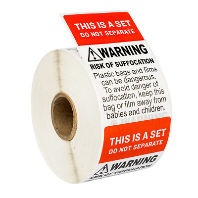 FBA Combo THIS IS A SET DO NOT SEPARATE/SUFFOCATION WARNING (6) Rls/3000 Labels