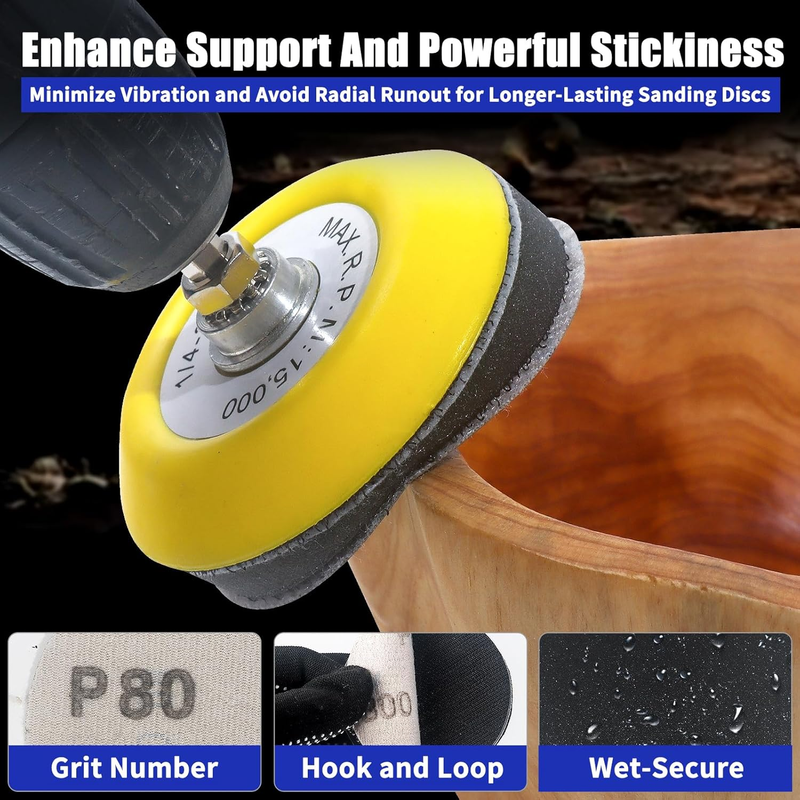 133 PCS Sanding Disc Drill Polishing Kit Sanding Attachment, 3 Inch Wet Dry Head