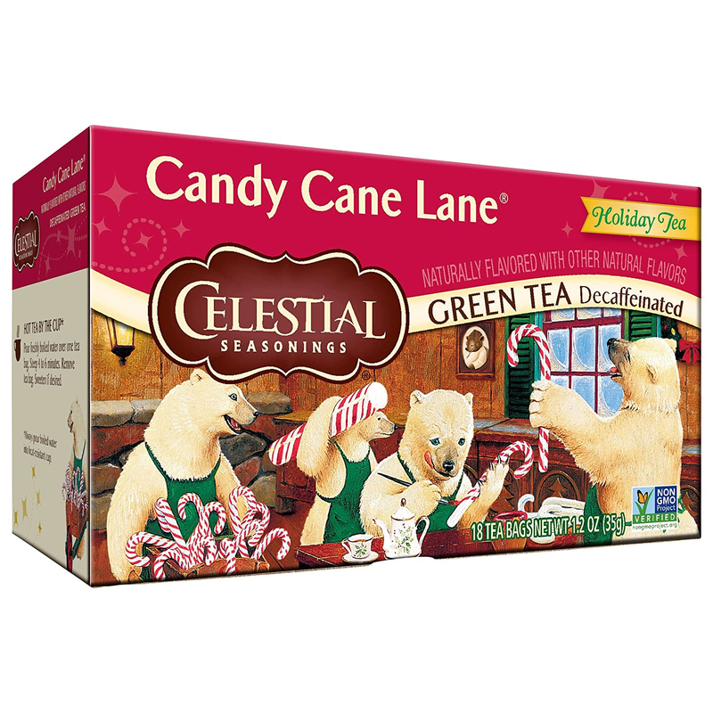 Green Tea, Decaffeinated Candy Cane Lane, 18 Count (Pack of 