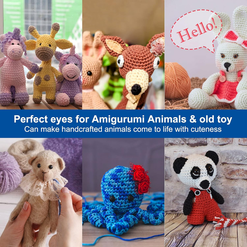 Glitter Safety Eyes Amigurumi Eyes for Crochet Animals 18-30mm - 4 Colors Doll C