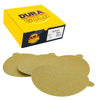 DURA-GOLD 6" PSA Discs DA Sander Sandpaper Roll Sanding, 80 Grit, 50 Sheets