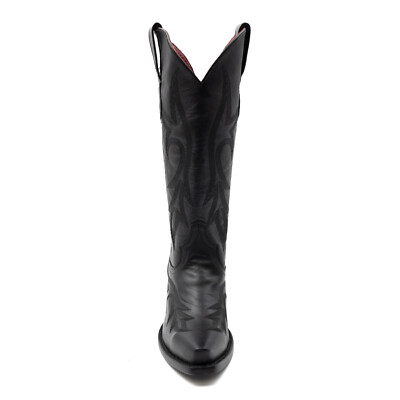Pre-owned Ferrini Womens Scarlett V-toe Black Leather Cowboy Boots