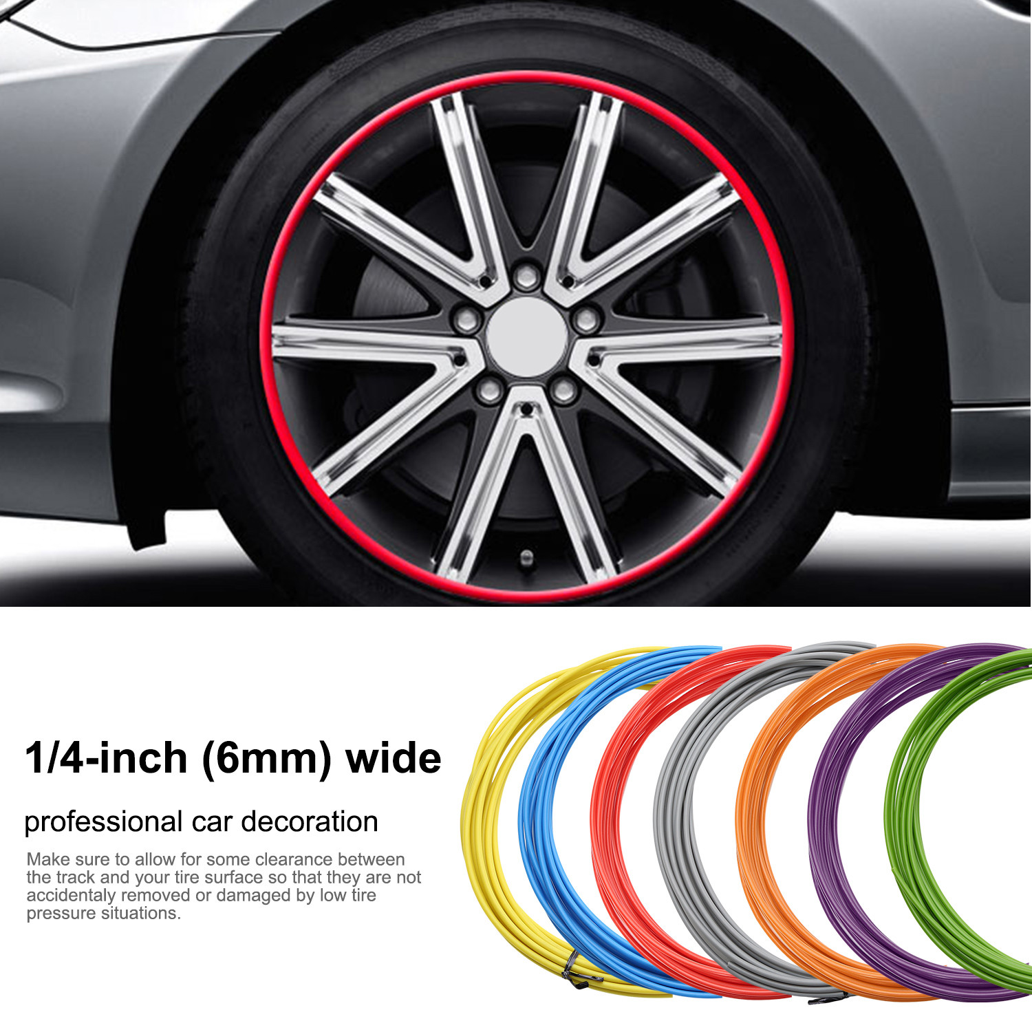 20 Strips Wheel Tire Rim Tape Decorative Decal Stickers Red Hot Sale