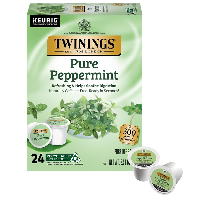 Pure Peppermint Tea K-Cups for Keurig 24 Ct Caffeine-Free 100% Peppermint