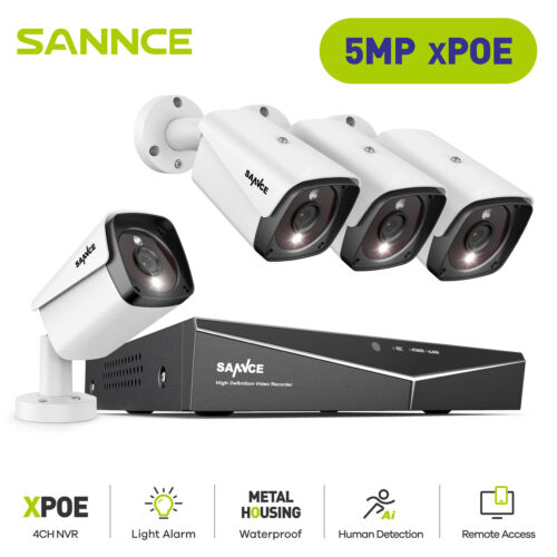 SANNCE 4CH 5MP NVR POE Security IP Camera System Network Out