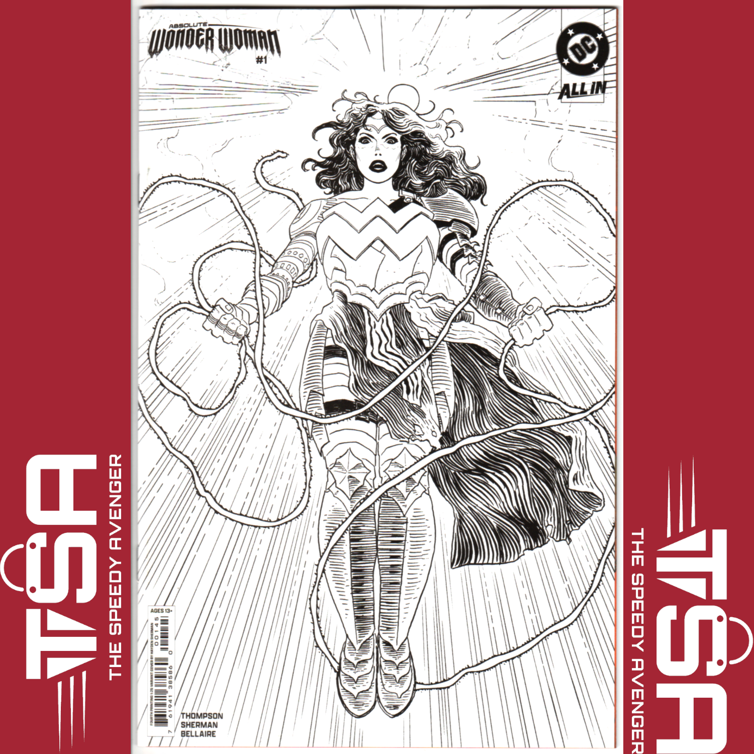 ABSOLUTE WONDER WOMAN #1 Hayden Sherman 4th Printing 1:25 B&W Incentive Ratio DC