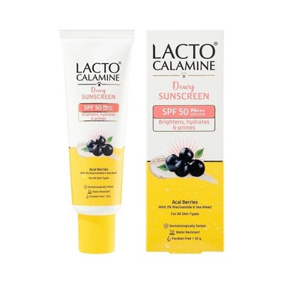 Lacto Calamine Dewy Sunscreen SPF 50 PA+++ 50g Niacinamide Dermatologically Test