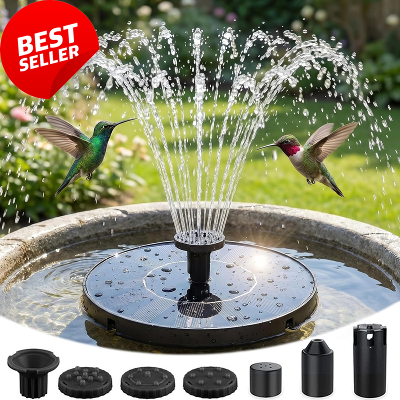Solar Bird Bath Fountain Pump 1.4W Floating Water Pump w/7 Nozzles￼