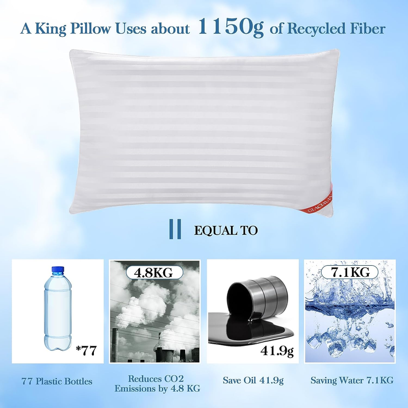 Hotel Bed Pillows for Sleeping King Size Set of 2, Hotel Quality Pillows 2 Pack