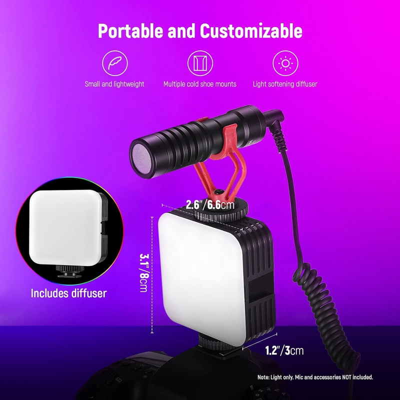 Magnetic RGB Video Light, 360° Full Color RGB61 LED Camera Light with 3 Cold Sho