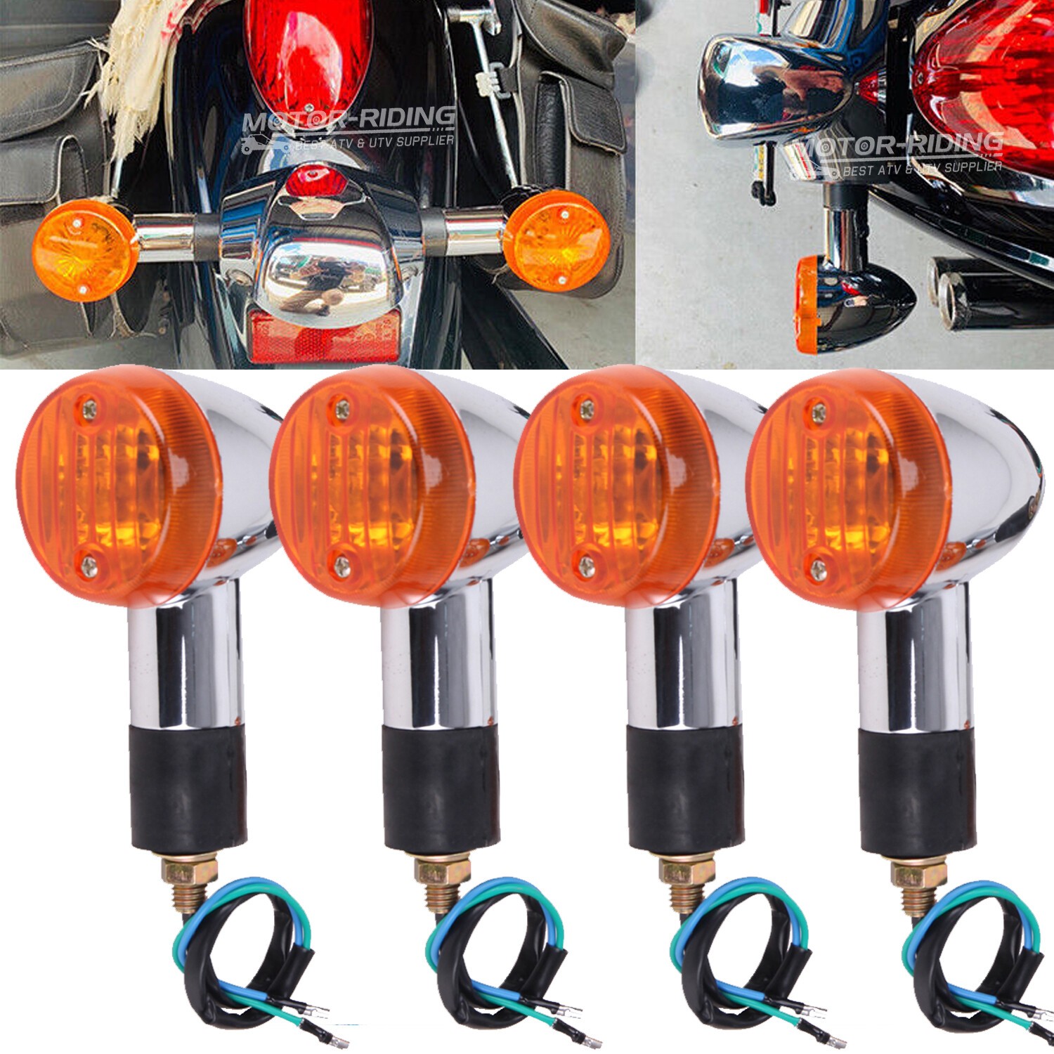 4PCS Turn Signal Lights Amber For Kawasaki Vulcan VN 1500 1600 1700 2000 800 900
