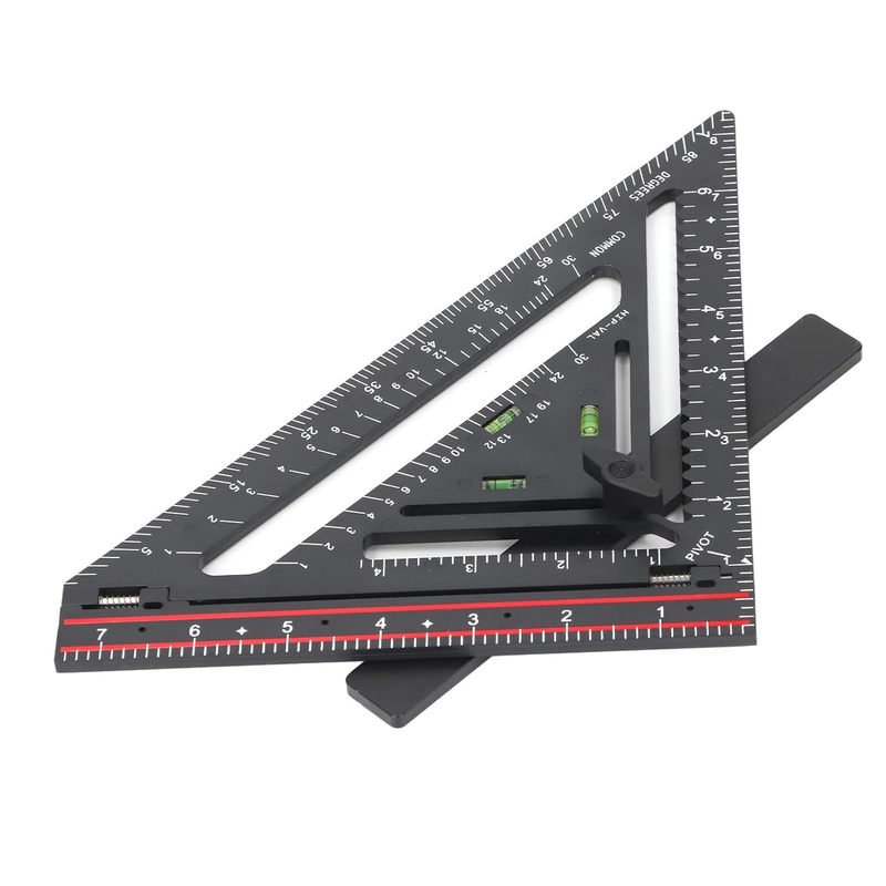 Advanced Carpenter Square, Folding Square Rafter Square with Level, Jig Block, C