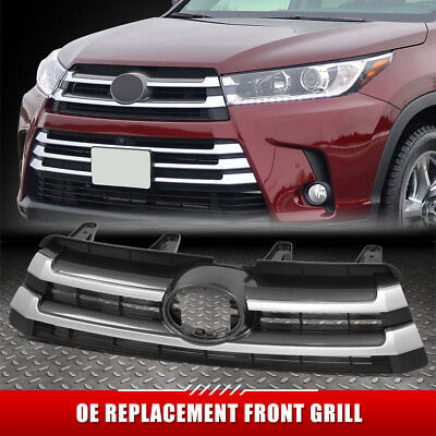 Для 17-18 Toyota Highlander OE Style Черно-серая передняя решетка радиатора с эмблемой