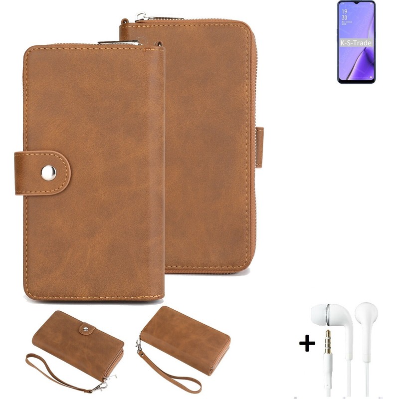 Portefeuille + Housse De Protection Pour Oppo A11x + Ã©Couteurs Couverture Marro