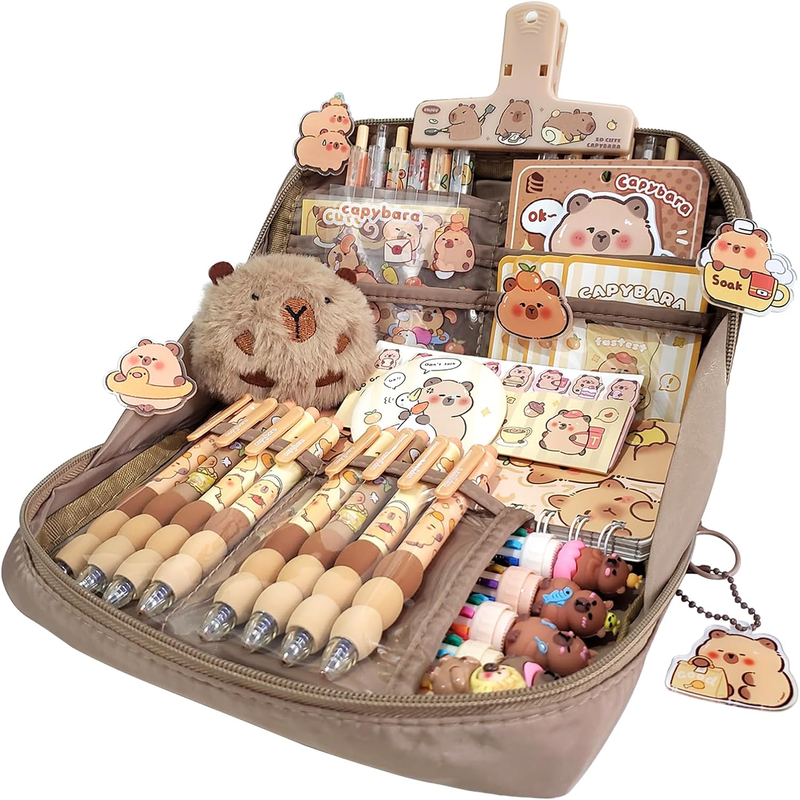 Capybara Pencil Case Set Large Capacity Stationery Pouch Gift for Kids