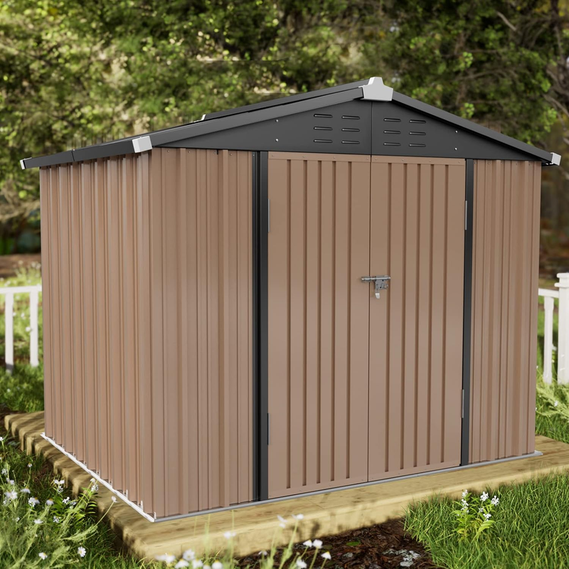 Outdoor Storage Shed Metal Garden Backyard Tool Sheds Heavy Duty Metal Black New