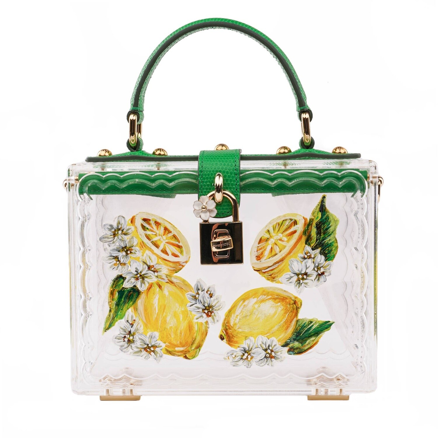 

DOLCE - GABBANA Прозрачная сумка из плексигласа лимонного цвета с ручной росписью DOLCE BOX Зеленая 12749, Dolce Box