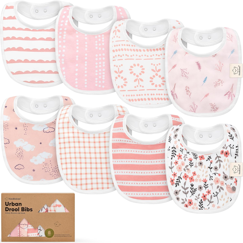 8-Pack Organic Baby Bibs for Boys, Girls - Soft Cotton Droolin...