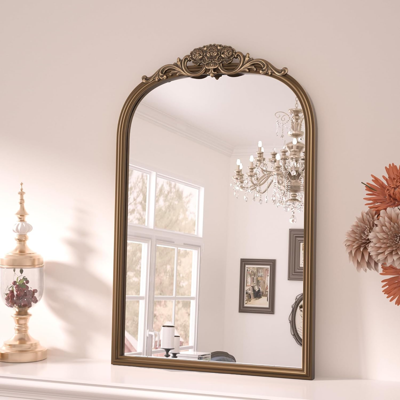 Gold Vintage Arched Mirror for Wall, 16