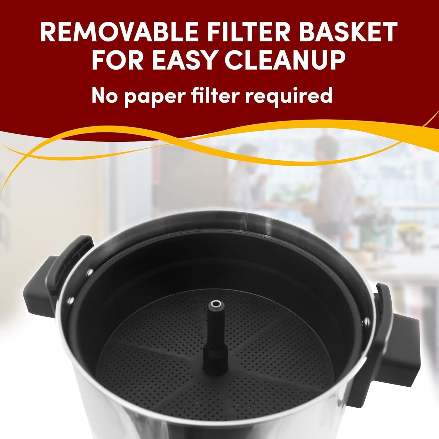 Cafetera de acero inoxidable con filtro extraíble para una limpieza fácil US NEW