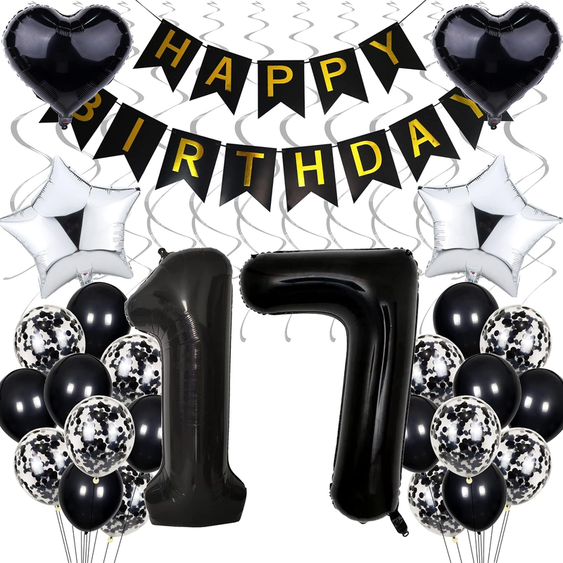 29Th Birthday Decoration for Men and Women - Black, White, and Silver Balloon Pa