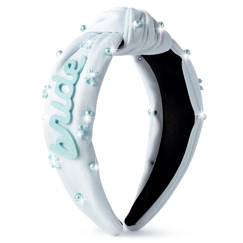 Something Blue Bride Jeweled Knotted Headband - Bride to Be Bridal Shower Gift B