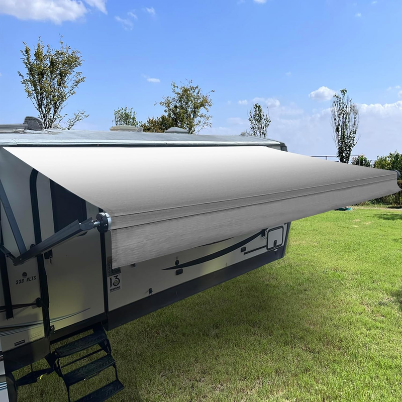 RV Awning Fabric Replacement,Camper Awning Replacement,16 Oz Heavy Duty Waterproof Vinyl Universal RV Awning Replacement for All Brands Camper,Trailer, Motorhome Awnings,Grey Fade 19'2''