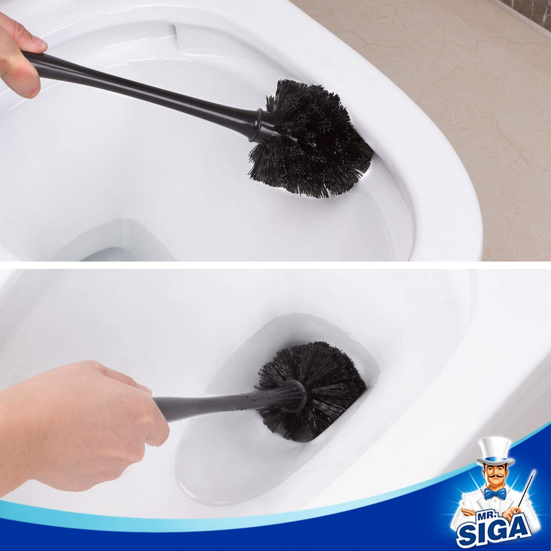 Toilet Plunger and Bowl Brush Combo for Bathroom Cleaning, Black, 2 Sets