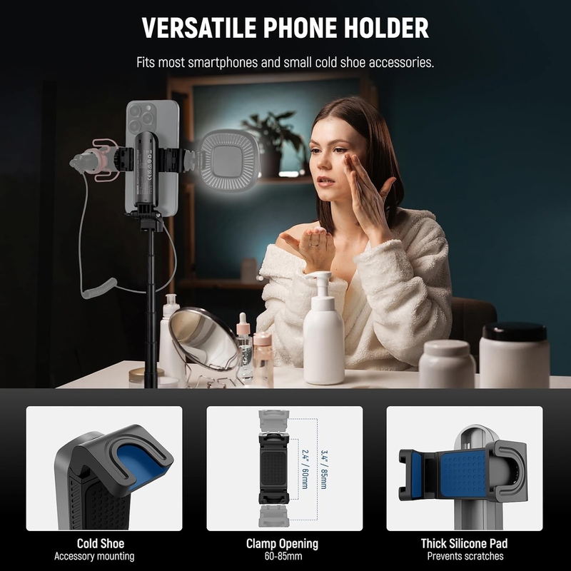 Selfie Stick with Detachable Bluetooth Remote Shutter, Lightweight Foldable Trav