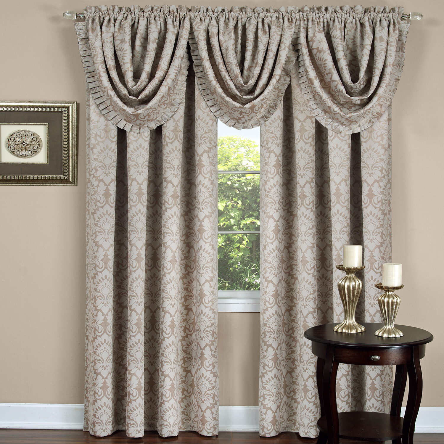 Damask Blackout Rod Pocket Window Curtains & Valances Assorted Colors