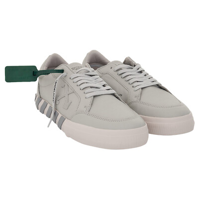 Pre-owned Off-white Low Vulcanized Calf Leather Mens Style : Omia085c99lea0010 In Medium Grey Me