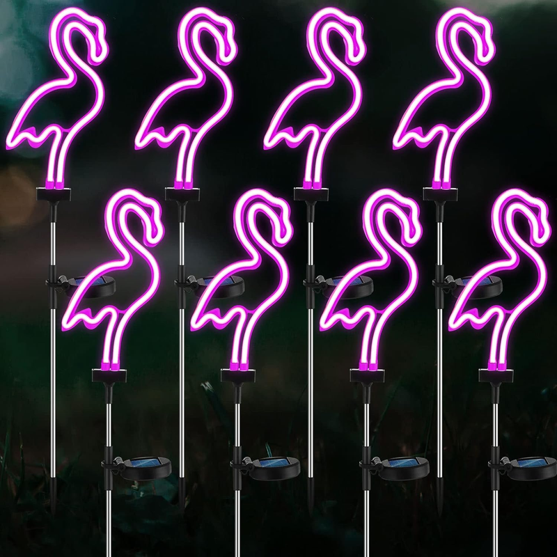 Outdoor Garden Flamingo Stake Light Pink Neon Ligh