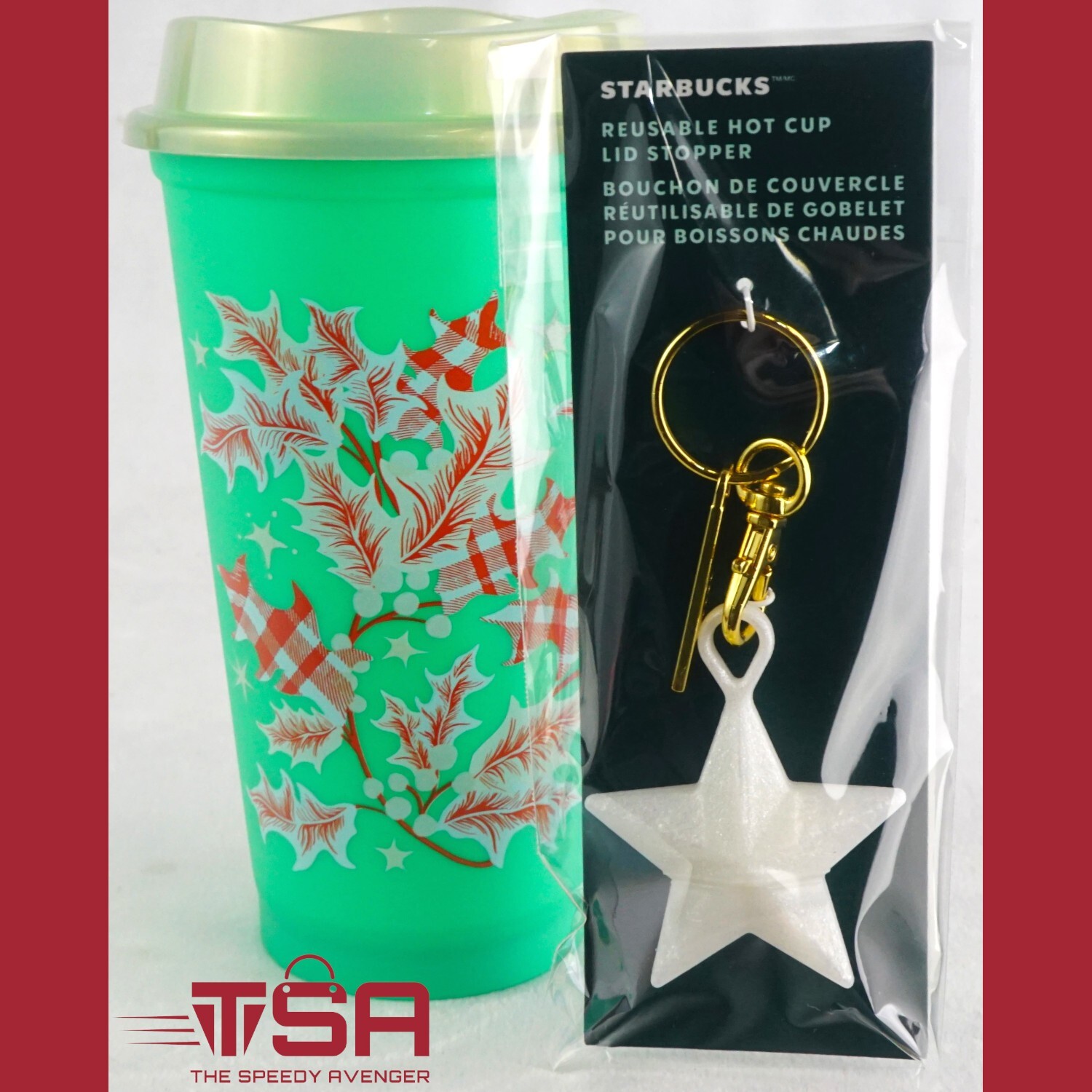 Starbucks Christmas Reusable 16oz Grande Hot Cup + Lid Stopper Holiday 2024