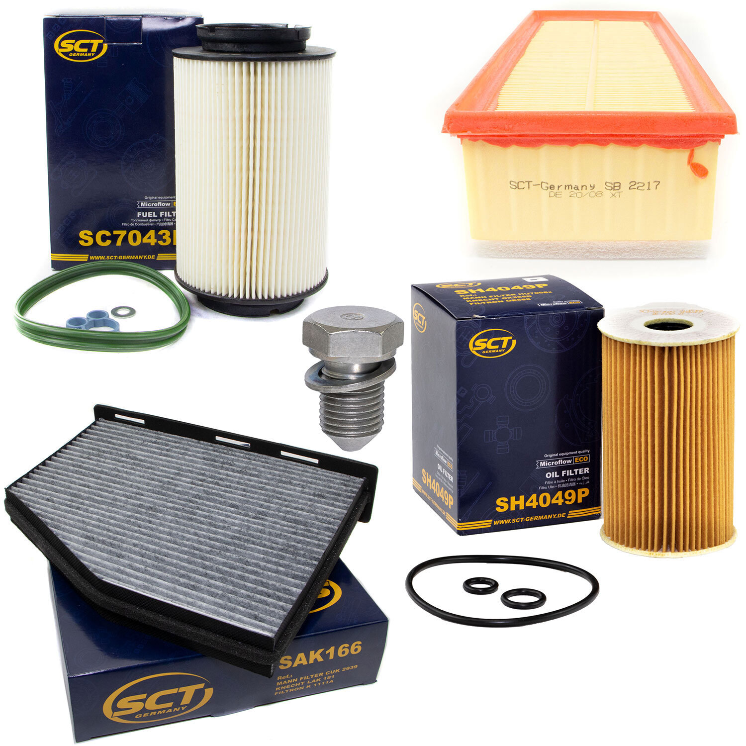 Filter Set Kraftstoff-ÖL-Luft-Innenraum + Schraube für Audi Seat Leon Skoda VW