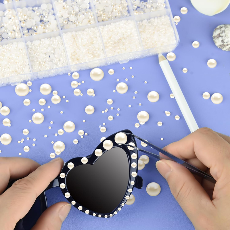 12000 Pcs Flat Back Pearl 8 Sizes Flatback Pearl Beads Half Pearl Bead Half Roun