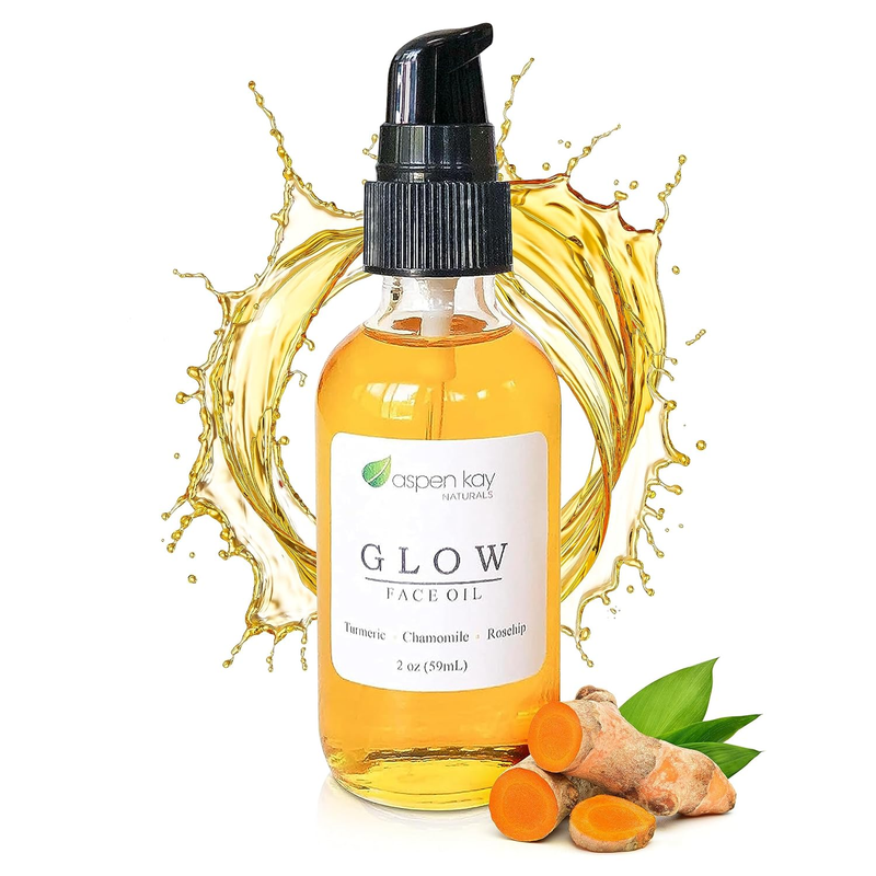 Glow - Turmeric & Rosehip Face Oil, Natural & Organic Face Moisturizer with Turm