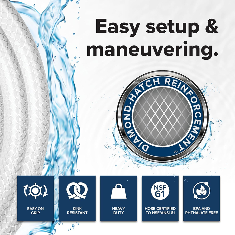 TastePURE 50-Ft Water Hose - RV Drinking Water Hose Contains No Lead, No BPA & N