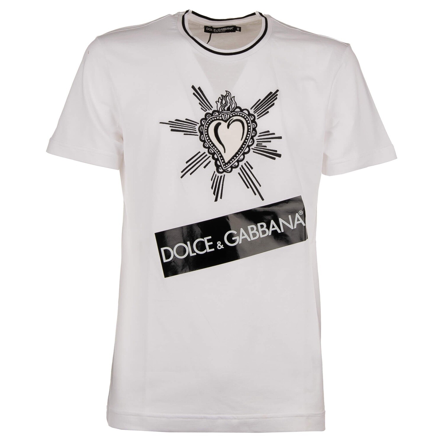

Хлопковая футболка DOLCE - GABBANA с вышитым логотипом Sacred Heart, черная 11078, Белый