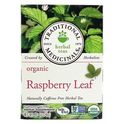 Traditional Medicinals Organic Raspberry Leaf Herbal Tea, 16 Tea Bags