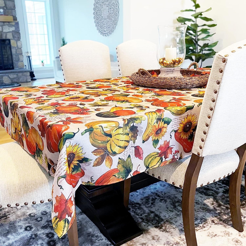 Home Fashions Grateful Season Printed Fabric Tablecloth for Fall/Harvest