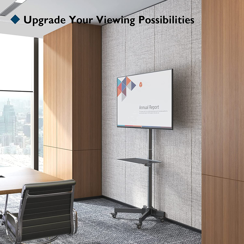 Tilt Rolling TV Stand, Mobile TV Stand with Locking Wheels for 23-60 Inch LED, L
