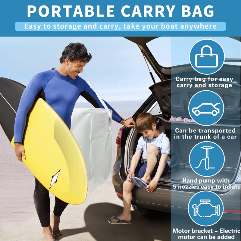 10 Ft Dinghy Boats, 4 Persons Inflatable Boat Fishing Kayak Raft Sport Boat for
