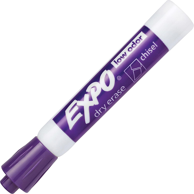 EXPO® Low-Odor Dry-Erase Markers, Chisel Point, Purple, Pack of 12
