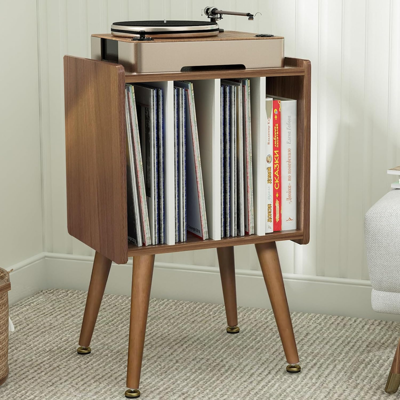 Stand Mid Century Turntable Table Vinyl Record Storage Table With
